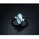 thumbnail image 4 of Anillo de oro negro con ópalo marqués ovalado en forma de S y circonita blanca, 4 of 5