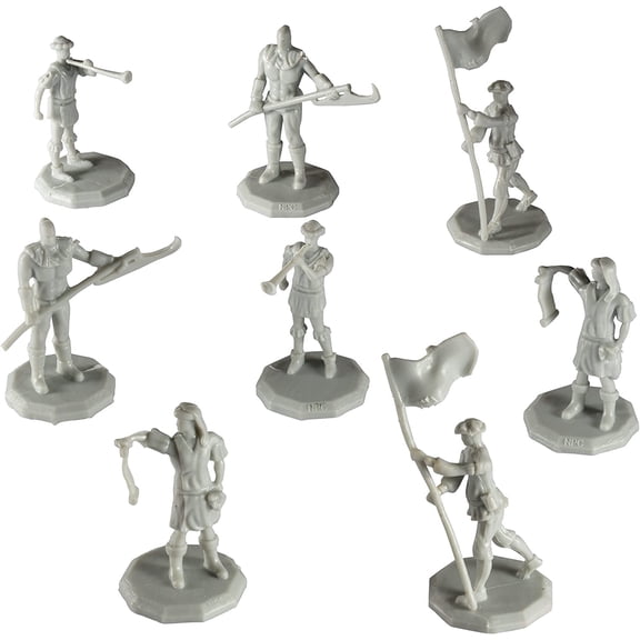 Monster Townsfolk Mini Fantasy Figures - 8pc Authority Figures Non Player Character NPC Miniatures - 1" Hex-Sized Compatible w/DND Dungeons Dragons Pathfinder All Tabletop Games
