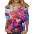 thumbnail image 2 of ChaoHeng 3/4 Length Sleeve Womens Tops Women's Valentine's Day 3/4 Sleeve T-Shirt,Holiday Print Relaxed Casual Tee, 2 of 6