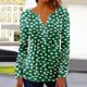 thumbnail image 4 of Gibobby Playeras Mujer Camisetas Cuello V Camiseta manga corta con cuello en V y estampado floral informal para mujer(Verde,XL), 4 of 5