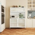 thumbnail image 4 of Kitchen Pantry Cabinet, Tall Storage Cabinet with Glass Doors & Adjustable Shelves, for Kitchen, Living Room, Dinning Room, White, 4 of 9