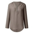 thumbnail image 4 of Tiqkatyck Plu Size Tops for Women, Women Button Womens Fashion Clothing Loose Shirt Chiffon Zipper Long Sleeve Plu Size Tops Womens Tops Grey XXL, 4 of 8