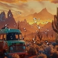 thumbnail image 5 of JEUXUS Desert Cactus Sunrise Tropical Saguaro with Abandoned Vehicle Home Bathtubs Bathroom Curtain Decoration White, 5 of 7