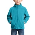 thumbnail image 2 of PIWHJQK Boys Girls Long Sleeve Hoodless Loungewear Coat Boys Girls Long Sleeve Zip up Fleece Jacket with Pockets Solid Kids Outwears, 2 of 5