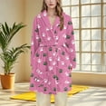 thumbnail image 2 of Aboser Womens Flannel Robes Fluffy Plush Bathrobe Cute Dog Claw Print Sleepwear Winter Soft Fleece Bathrobes Comfy Nightgown Pajamas Hot Pink L, 2 of 4