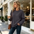 thumbnail image 2 of Long Sleeve Tops Women Oversized Solid Color Crew Neck Casual Pullover Soft Fall Sweatshirt, XL, 2 of 7