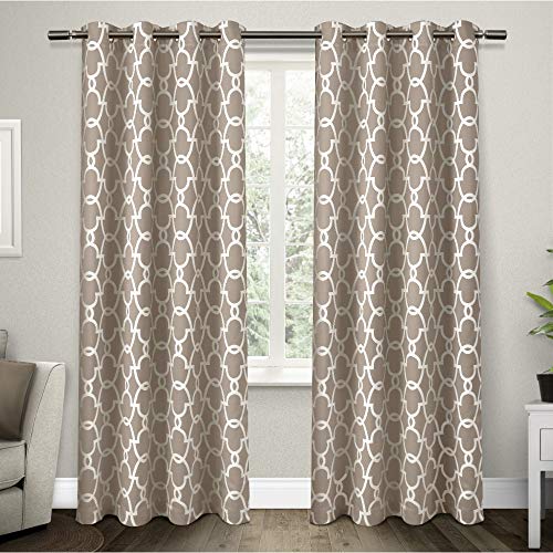 Exclusive Home Panneau de Rideau Occultant Thermique à Illets en Satin, Taupe, 52x96, 2 Pcs