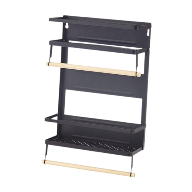 Estante magnético para especias, estante de almacenaje para cocina, organización, ahorro de espacio, estante organizador multifunción para condimentar Negro