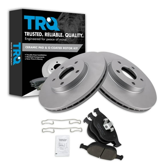 TRQ Front Brake Pad & Rotor Kit Brake Pads Brake Rotor Ceramic Premium G-Coated Fits Select 2010-2013 Ford Transit Connect