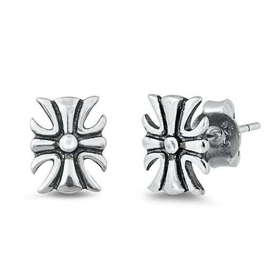 Sterling Silver Patonce Cross Stud Earrings