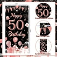 thumbnail image 7 of 50th Birthday Decorations for Women Black and Rose Gold, Happy 50th Birthday Door Banner, Triangle Flag Garland, Number 50 Balloon, Fifty Year Old Birthday Party Supplies, 7 of 7