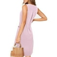 thumbnail image 3 of Sngxgn Women's V Neck Sleeveless Ruched Bodycon Party Dress(Pink,S), 3 of 7