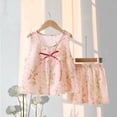 thumbnail image 3 of Zpanxa Ensembles pour Tout-Petites Filles Imprimé Camisole Robe Sans Manches et Shorts Floral Ensemble 2 Pcs 2-3 Ans, 3 of 4