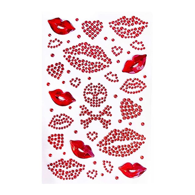 SharkTRUE Autocollants Lèvres Rouges pour le Visage de la Saint-Valentin U K