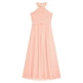 thumbnail image 4 of Eandarui Kids Halter Long Chiffon Flower Girl Dress for Teen Girls Pageant Party Gowns A Line Junior Pink 10, 4 of 6