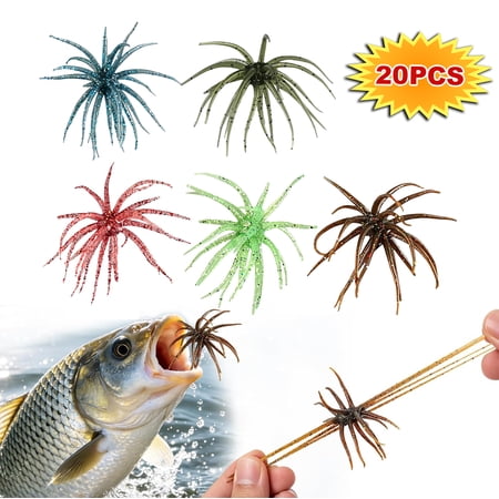 Creature Bait for Bass Fishing - Soft Plastic Fishing Lures Fuzzy Dice & Sea Urchin Style Finesse Bait for Freshwater Trout & Crappie with Tackle Box