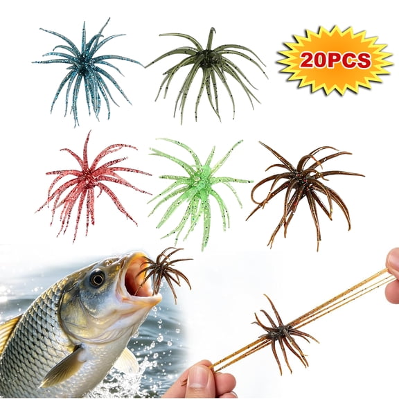Creature Bait for Bass Fishing – Soft Plastic Fishing Lures, Fuzzy Dice & Sea Urchin Style Finesse Bait for Freshwater, Trout & Crappie with Tackle Box