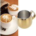 thumbnail image 2 of Milk Frothing Pitcher 600ML, Coffee Milk Cup, Insulated Stainless Steel Coffee Milk Frother Cup Espresso Steaming Pitcher with Handle, Milk Frother Cup for Latte Art, Gold, 2 of 8