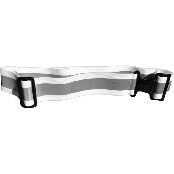 Reflective Elastic Belt w/Buckle Closure-White