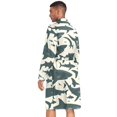 thumbnail image 2 of Dailycode Men Robe Lightweight Soft Bathrobes Kimono Nightgown Shark Silhouette, 2 of 6