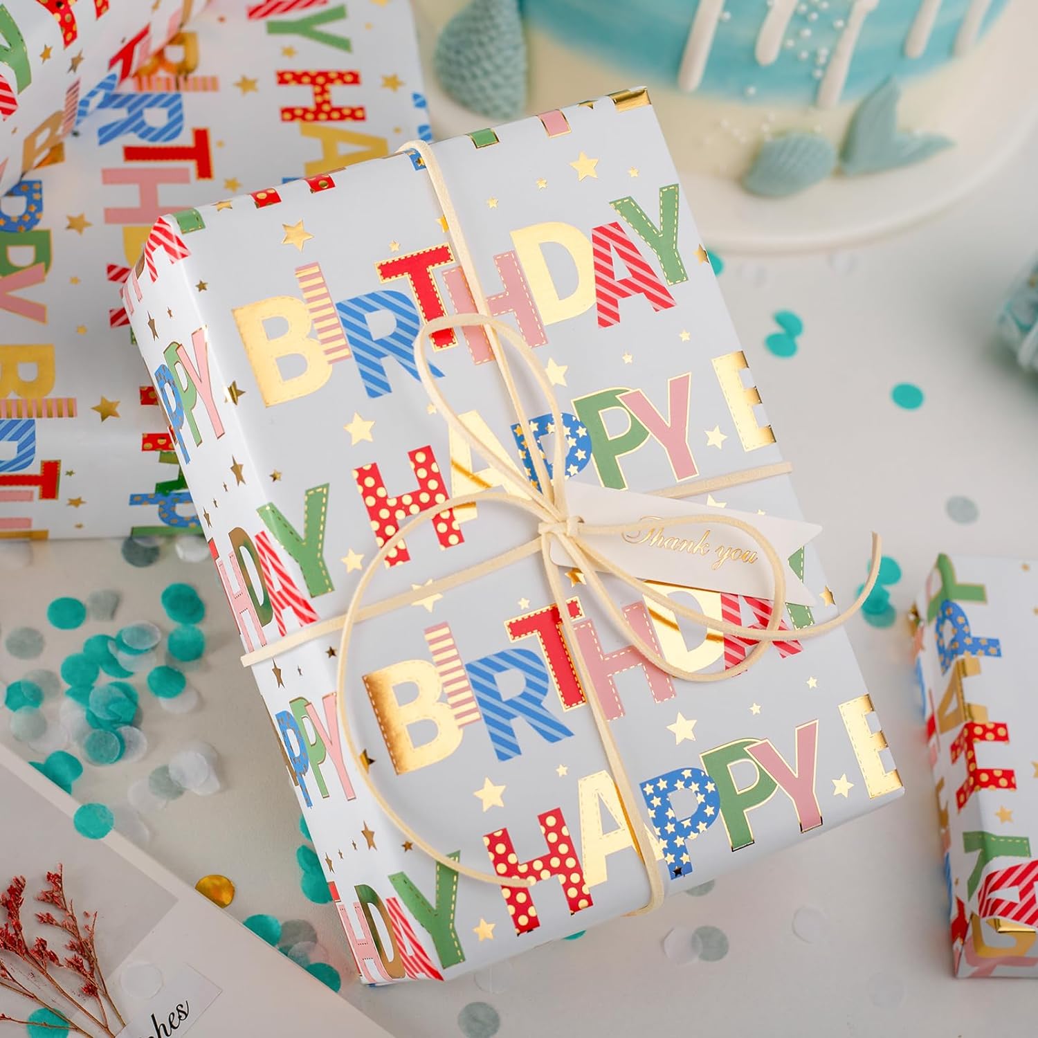 Homeral Happy Birthday Wrapping Paper, 17 Inch x 32.8 Feet photo 6