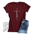 thumbnail image 1 of T-shirt de Foi Croix pour Femmes T-Shirts Chrétiens T-Shirt Inspirant, 1 of 1