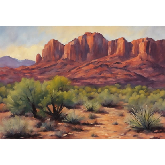 St George Utah Landscape Acrylic Painting - 12" x 18" Art Print Wall Decor