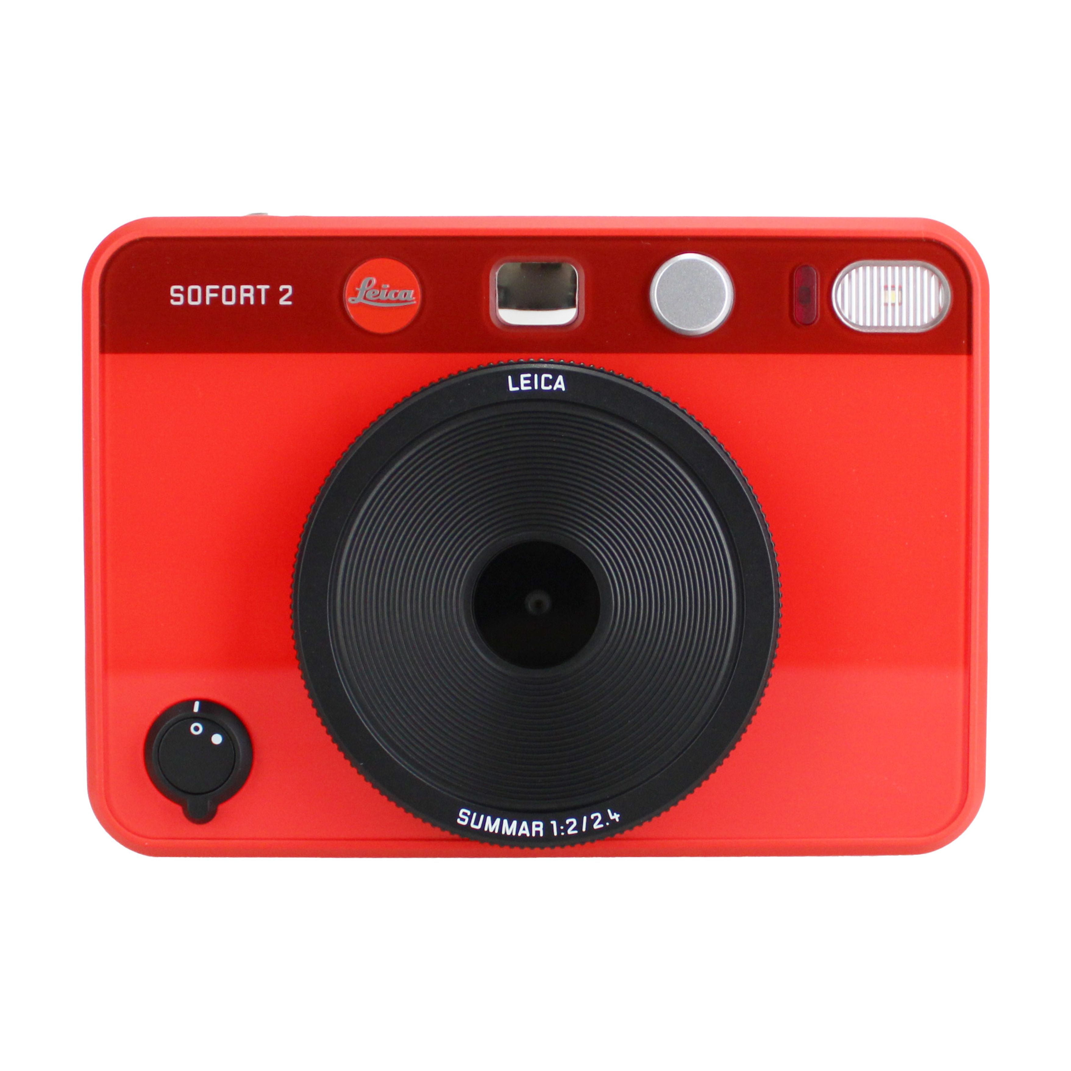 Leica Sofort 2 Hybrid Instant Photo Film and Digital Camera (Red) (19189) with LCD Display Bundle with Fujifilm Instant Film 100 Sheets + 128 GB Memory Card + Bag + Cleaning Kit