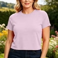 thumbnail image 2 of TEAJOPSUU Womens Summer Tops Backless Short Sleeve Twist Back Athletic Shirts Casual Outdoor Solid Blouses Purple, 2 of 8