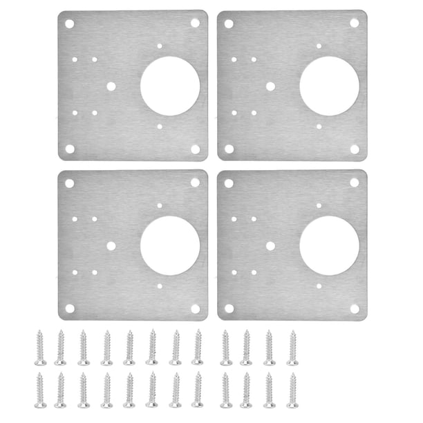 Juego de 4 placas de bisagra de acero inoxidable, placa lateral de bisagra para puerta de gabinete, soporte de reparación de bisagra para cocina casera