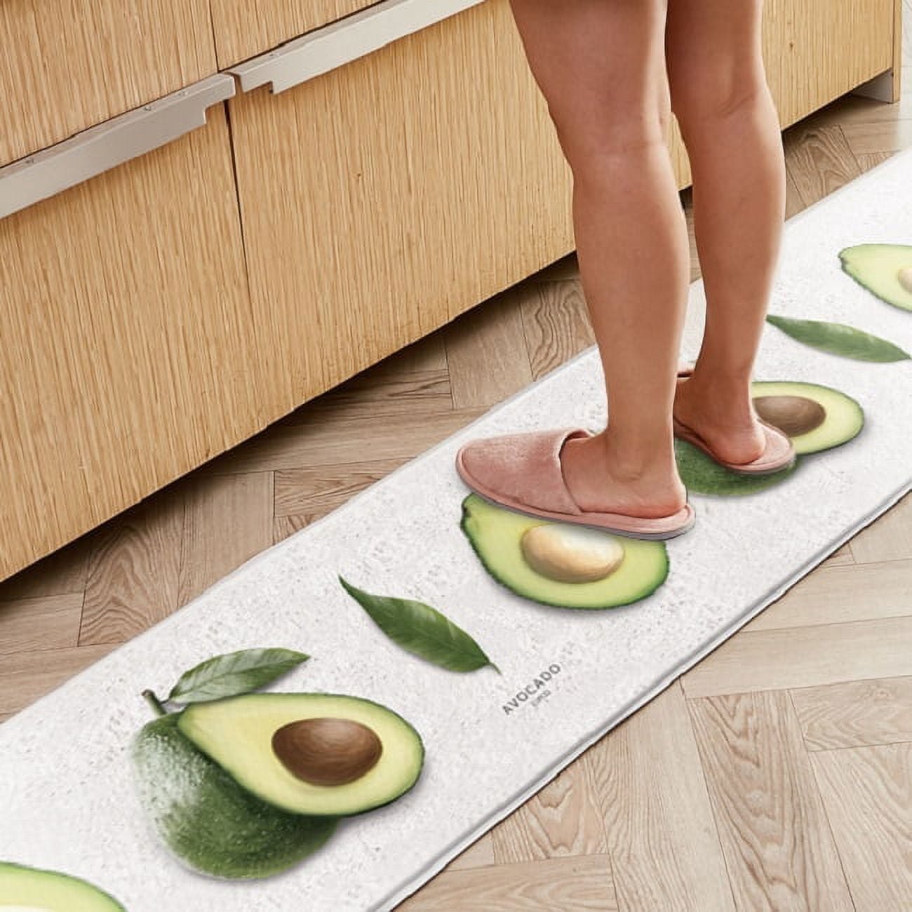 Avocado design double-sided kitchen foot mat, anti-fatigue, non-slip, ergonomically comfortable, waterproof in L size