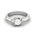 thumbnail image 1 of Bague de Mariage pour Femmes, Forme Ronde 5MM, Perles Naturelles, Argent Sterling 925, Solitaire, 1 of 3