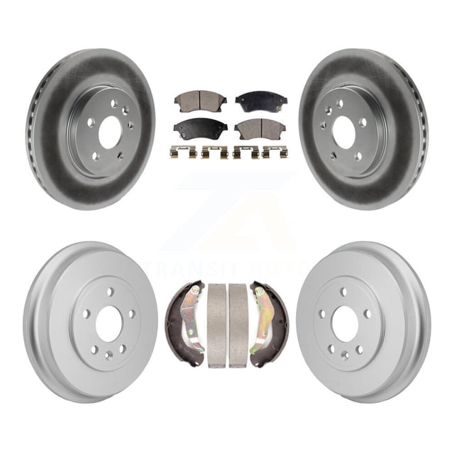Transit Auto Front Rear Coated Disc Brake Rotors Ceramic Pads and Drum Kit for Car 2013-2014 Chevrolet Sonic RS KGT-103592