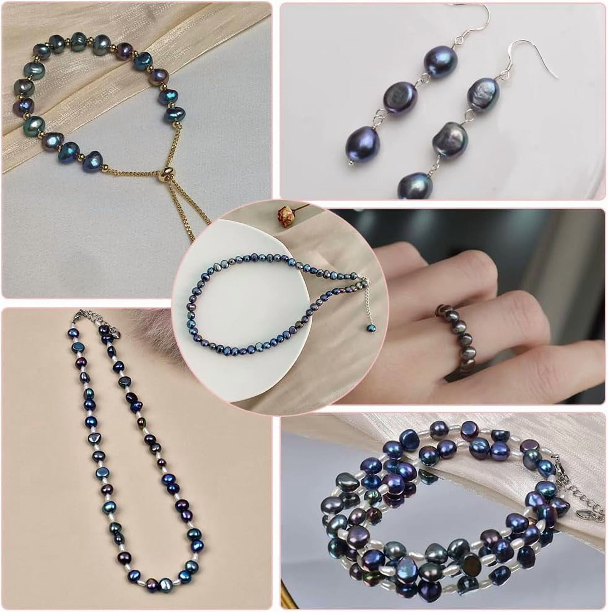 1 Box 100PCS Dark Blue Baroque Natural Freshwater Genuine Cultured Oval Pearl Beads with Holes Irregular Shaped Loose Pearls Bead Bulk for DIY handcrafting