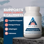 Ayush Herbs Organic Ashwagandha Capsules for Cognitive Wellness and Stress Relief, 500 mg, 120 Count