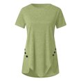 thumbnail image 4 of QLEICOM Plus Size Women Casual Baggy Short Sleeve Shirts Plain Longline Tunic Blouse Tops, Ladies Oversized Crew Neck Irregular Pullover Summer Soft Loose Basic Tshirts Blouses S-5XL, 4 of 5