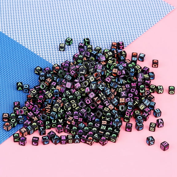 Domqga 500Pcs Plastic Mixed Cube Alphabet Letter Beads for DIY Jewelry Making Bracelet Necklace,Beads, Plastic Letter Beads