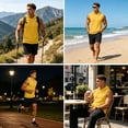 thumbnail image 6 of Men's Sleeveless Hoodie Casual Vintage Washed Muscle Tank Top Workout Gym Loose Fit Drawstring Hooded Shirt Summer Tops,L,Orange, 6 of 7