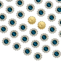 Uxcell 100Pcs Sew on Rhinestones, 12mm Flower Claw Rhinestones Crystal Glass Metal Base Sewing Gems Buttons, Teal Blue