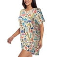 thumbnail image 2 of Naloa Famous Places Women's Short-Sleeved Pajama Set, Loungewear, Summer pajamas, Breathable Cozy - XX-Large, 2 of 9
