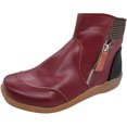 thumbnail image 2 of Babysbule Boots for Women Winter Women's Vintage Splicing Round Toe Plus Velvet Zip Up Short Naked Shoes, 2 of 4