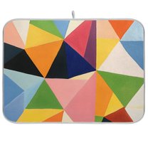 Yayeee Dish Drying Mat for Kitchen Counter 18"x24" Microfiber Absorbent Pad, Minimalist Triangles