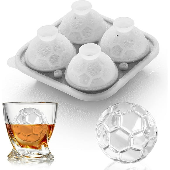 Silicone Soccer Ball Ice Cube Molds Fun Shapes, Novelty Soccer Ball Gifts, 2.2 inches (Approx. 5.6 cm) Large Craft Round Ice Ball Molds for Game Day, Whiskey, Cocktails, Bourbon