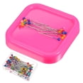 thumbnail image 1 of Unique Bargains Coussin Magnétique en Forme de Carré avec 100 Pcs Épingles à Tête en Plastique, Support d'Épingles Magnétique Rose, 1 of 6