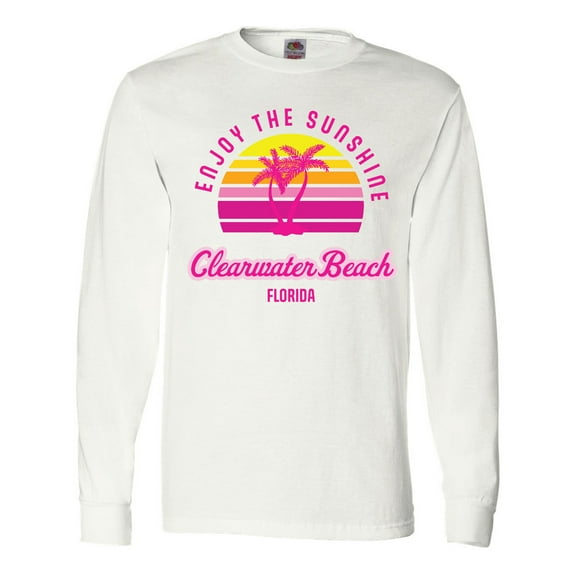 Inktastic Summer Enjoy the Sunshine Clearwater Beach Florida in Pink Long Sleeve T-Shirt