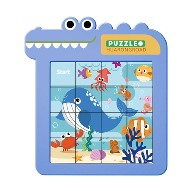 Visland Slide Puzzle Interactive Interesting Thinking Logic Training ABS Digital Sliding Puzzle Cartoon Educational Toy for Kindergarten