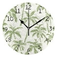 thumbnail image 4 of Green Coconut Trees Vintage Colored Round Wall Clock Silent Analog Battery Operated Gold Pointer Home Decor 9.84" Diameter, 4 of 11