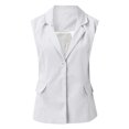thumbnail image 1 of Tarmeek Womens Formal Vests Sleeveless Cardigan Vests with Side Pockets Ruffle Trim Draped Lightweight Lapel Open Front Vest Fall Clothes, 1 of 4