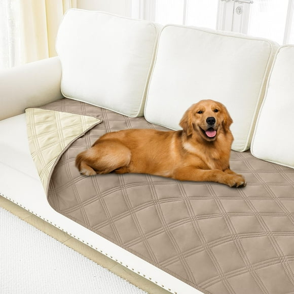 smiry Couverture de Lit pour Chien Imperméable, Couverture Douce Réversible pour Animaux, Lavable et Étanche pour Canapé, Sofa, Meubles, 130x70 Pouces, Taupe/Beige