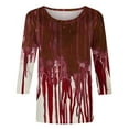 thumbnail image 5 of Fartey 2025 Halloween Shirts for Women Horror Bloody Graphic Tees Trendy 3/4 Sleeve Tops Workout Fall Crewneck Tunic Blouses Lightweight Comfy Festval Casual Shirts, 5 of 5